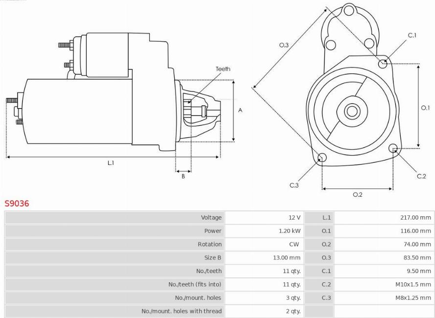 AS-PL S9036 - Starter parts5.com