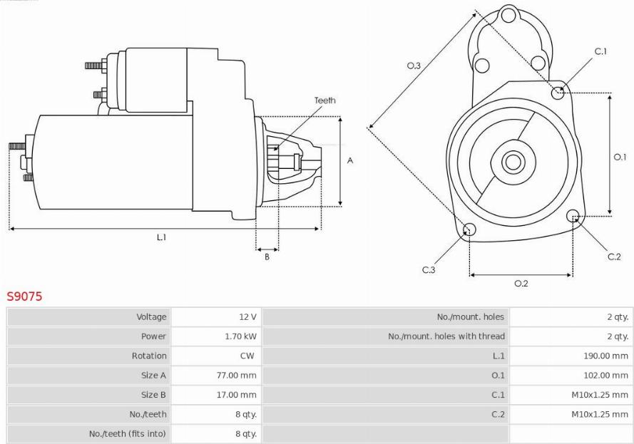 AS-PL S9075 - Стартер parts5.com