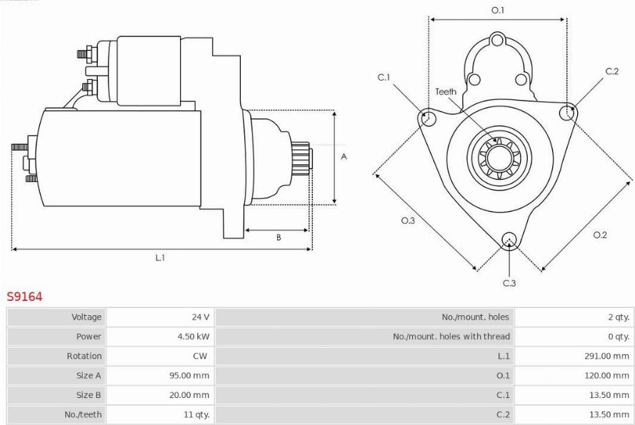 AS-PL S9164 - Motor de arranque parts5.com