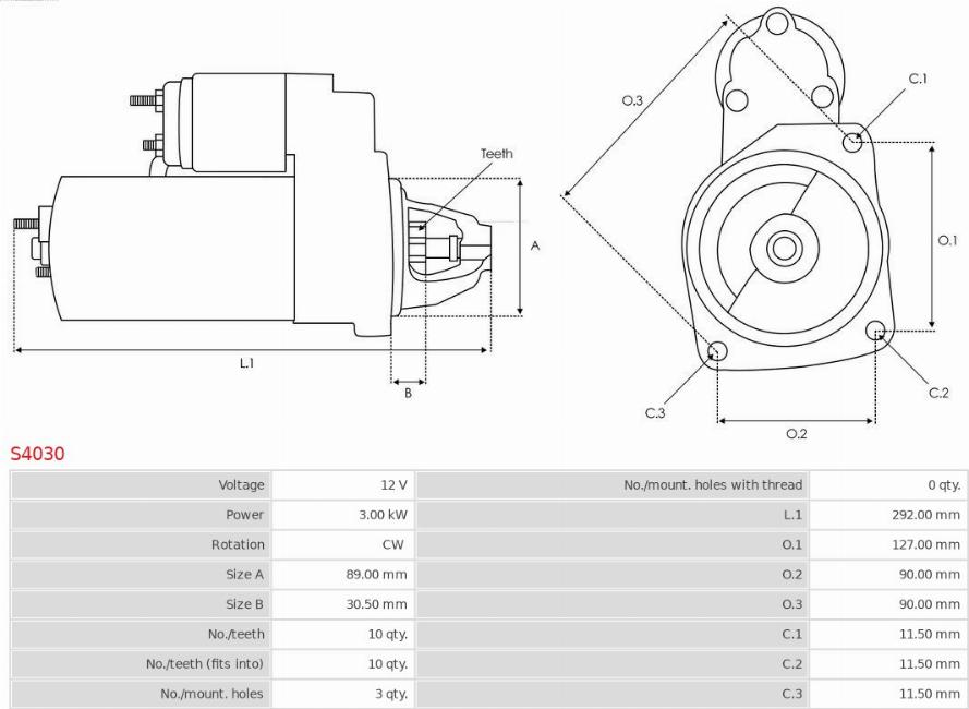 AS-PL S4030 - Motor de arranque parts5.com