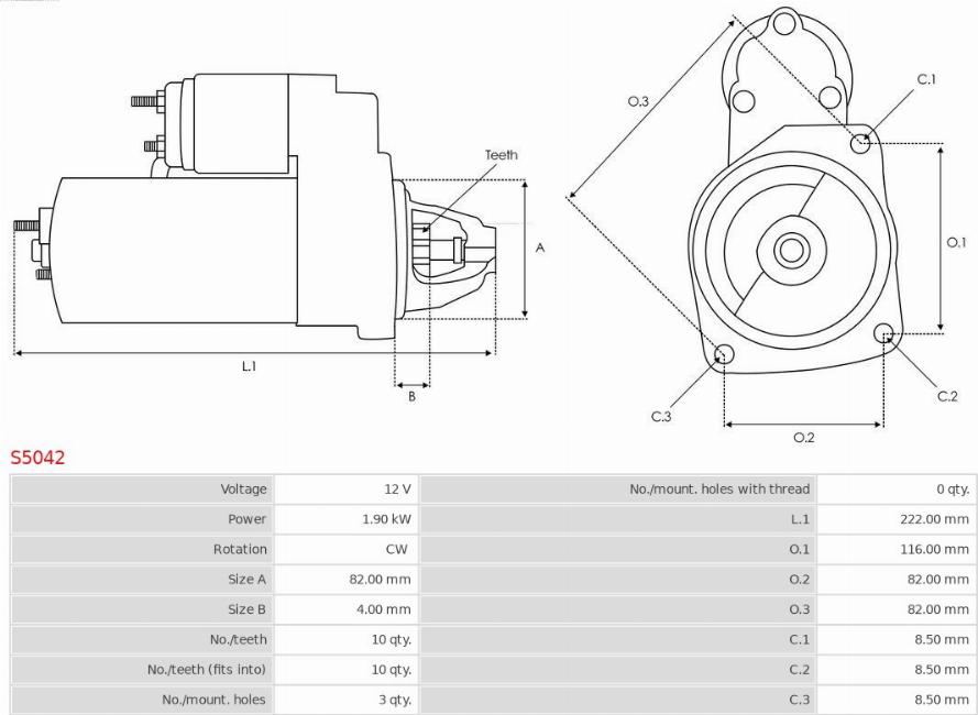 AS-PL S5042 - Startér parts5.com