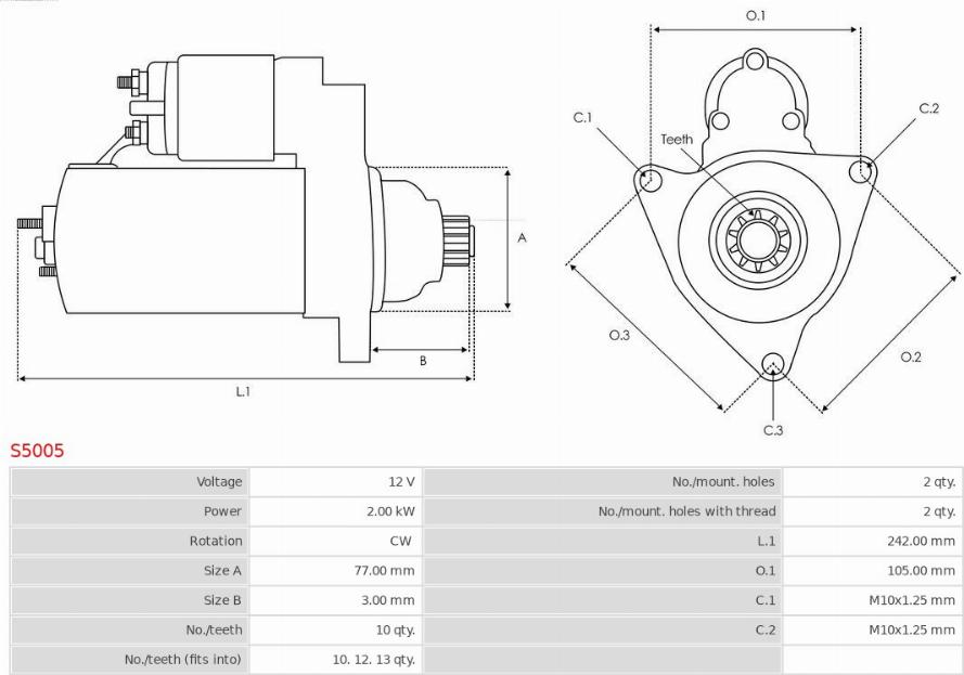 AS-PL S5005 - Rozrusznik parts5.com