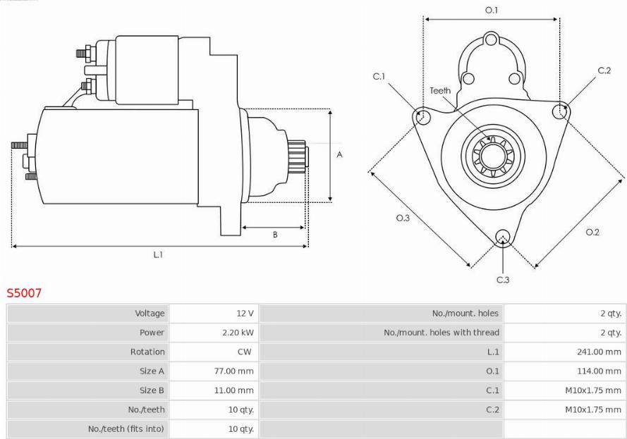 AS-PL S5007 - Startér parts5.com