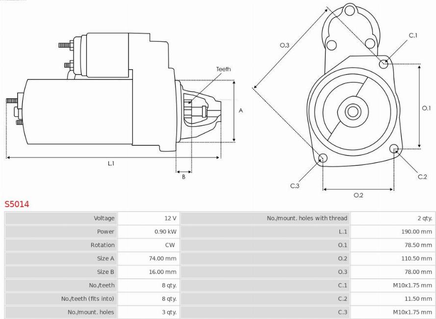 AS-PL S5014 - Starter parts5.com