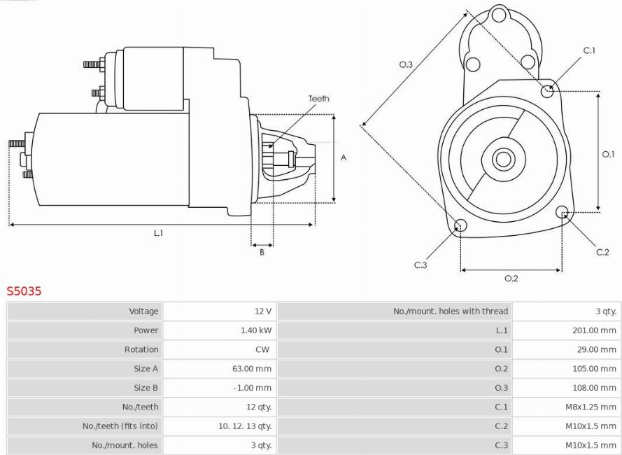 AS-PL S5035 - Startér parts5.com