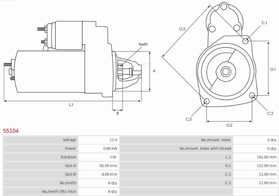 AS-PL S5104 - Rozrusznik parts5.com