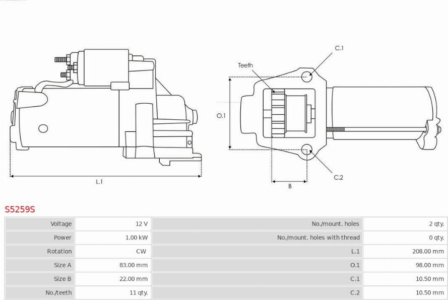 AS-PL S5259S - Önindító parts5.com