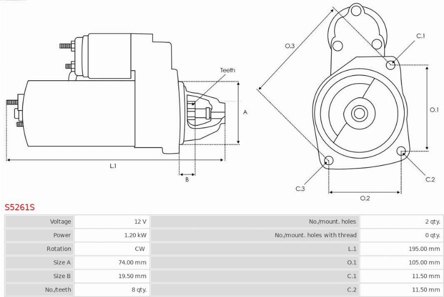 AS-PL S5261S - Rozrusznik parts5.com