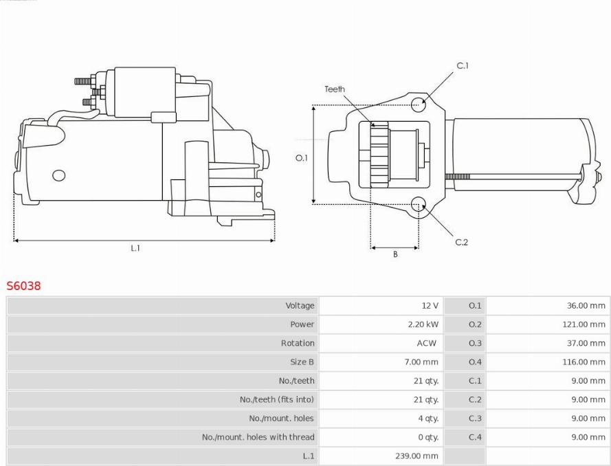 AS-PL S6038 - Önindító parts5.com