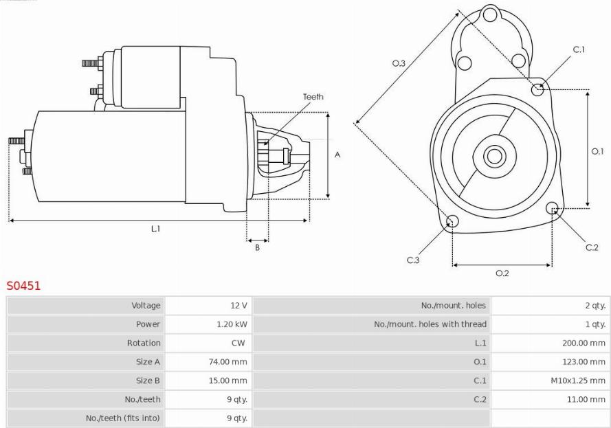 AS-PL S0451 - Starter parts5.com