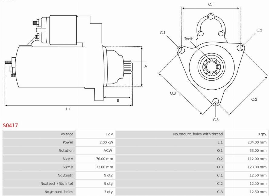 AS-PL S0417 - Startér parts5.com