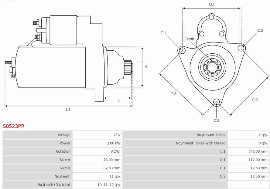 AS-PL S0523PR - Motor de arranque parts5.com