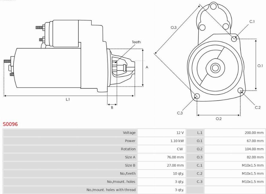 AS-PL S0096 - Starter parts5.com