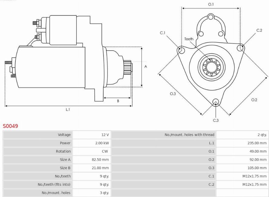 AS-PL S0049 - Starter parts5.com