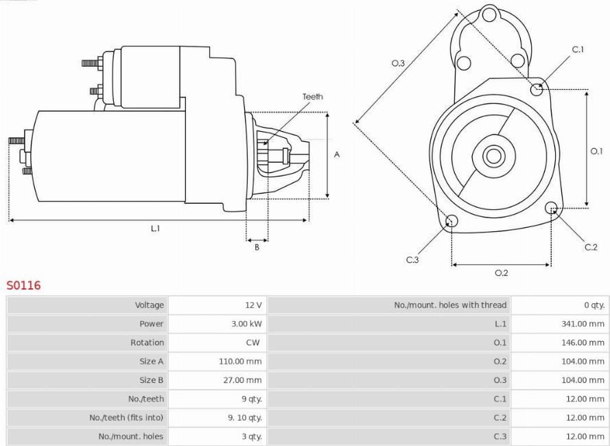 AS-PL S0116 - Motor de arranque parts5.com