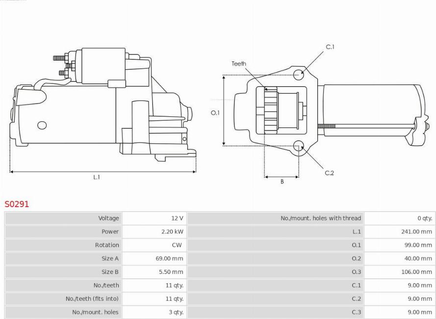 AS-PL S0291 - Starter parts5.com