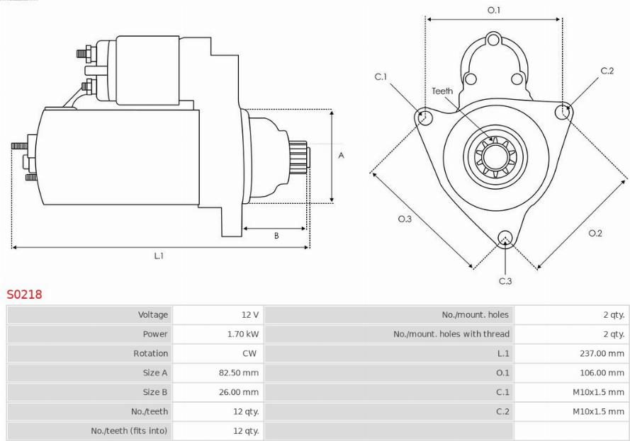 AS-PL S0218 - Starter parts5.com