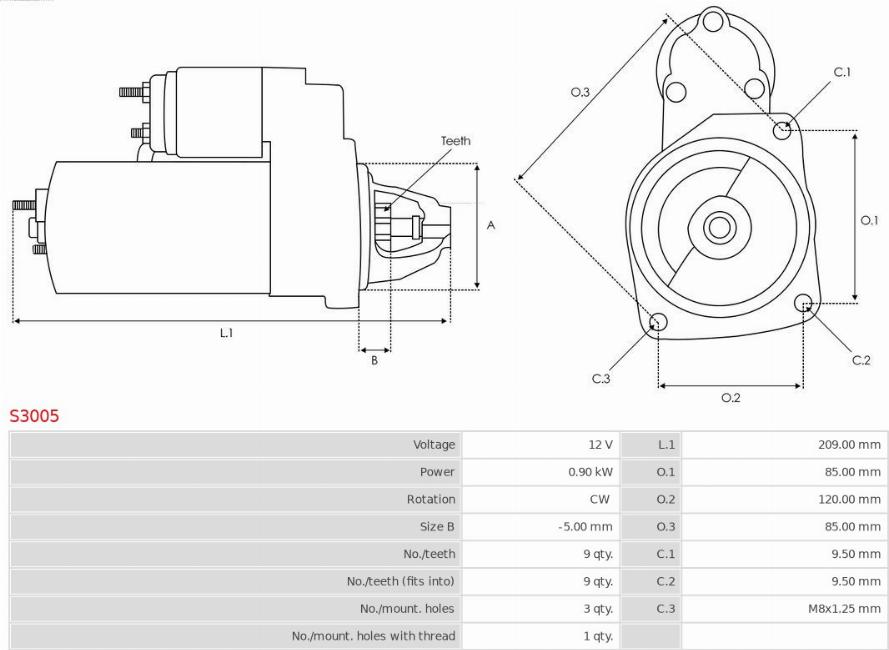 AS-PL S3005 - Startér parts5.com