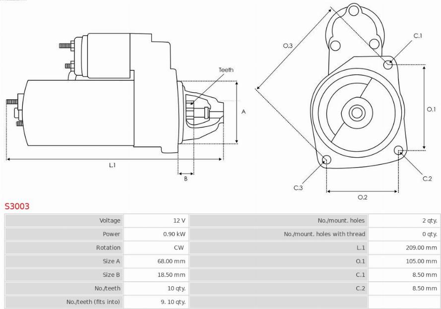 AS-PL S3003 - Starter parts5.com