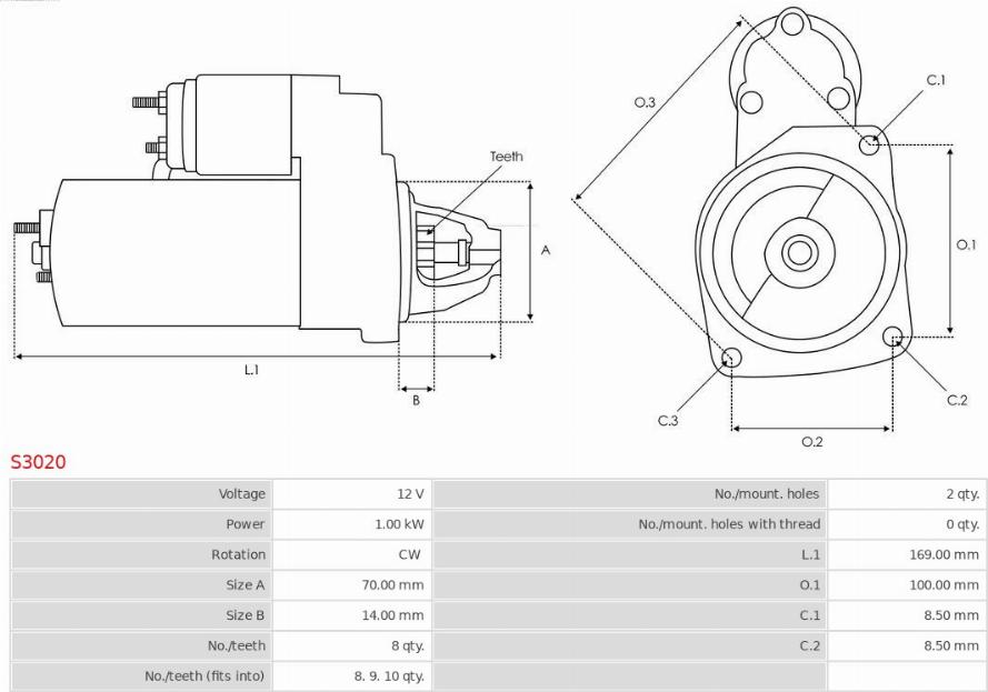 AS-PL S3020 - Starter parts5.com