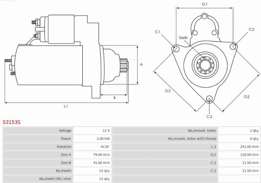 AS-PL S3153S - Starter parts5.com