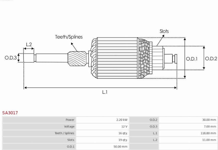 AS-PL SA3017 - Inducido, motor de arranque parts5.com