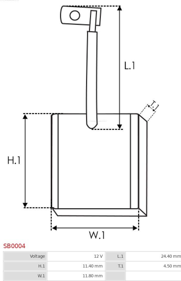 AS-PL SB0004 - Угольная щетка, стартер parts5.com