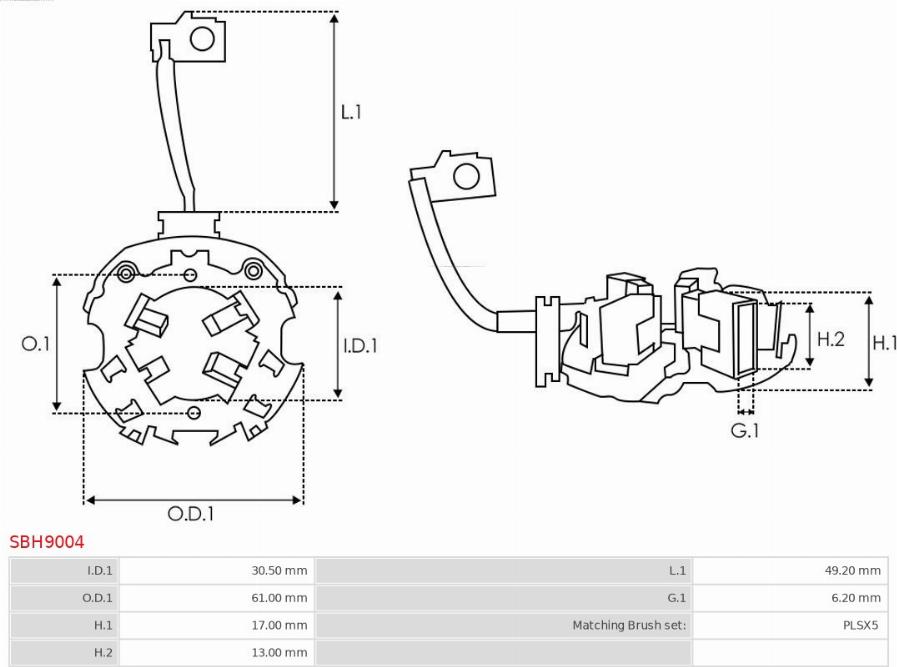 AS-PL SBH9004 - Soporte, escobillas de carbón parts5.com