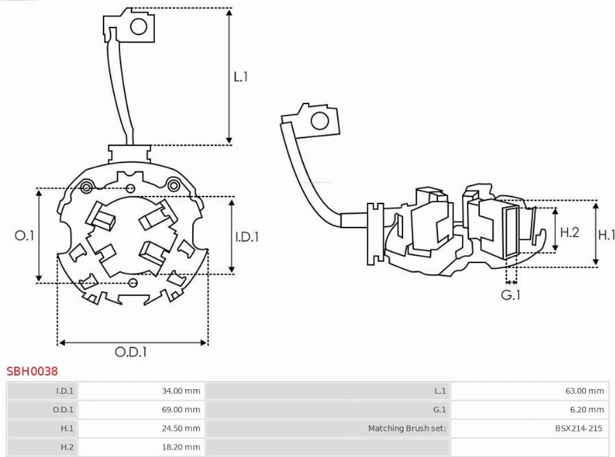 AS-PL SBH0038 - Držač, ugljene četkice parts5.com