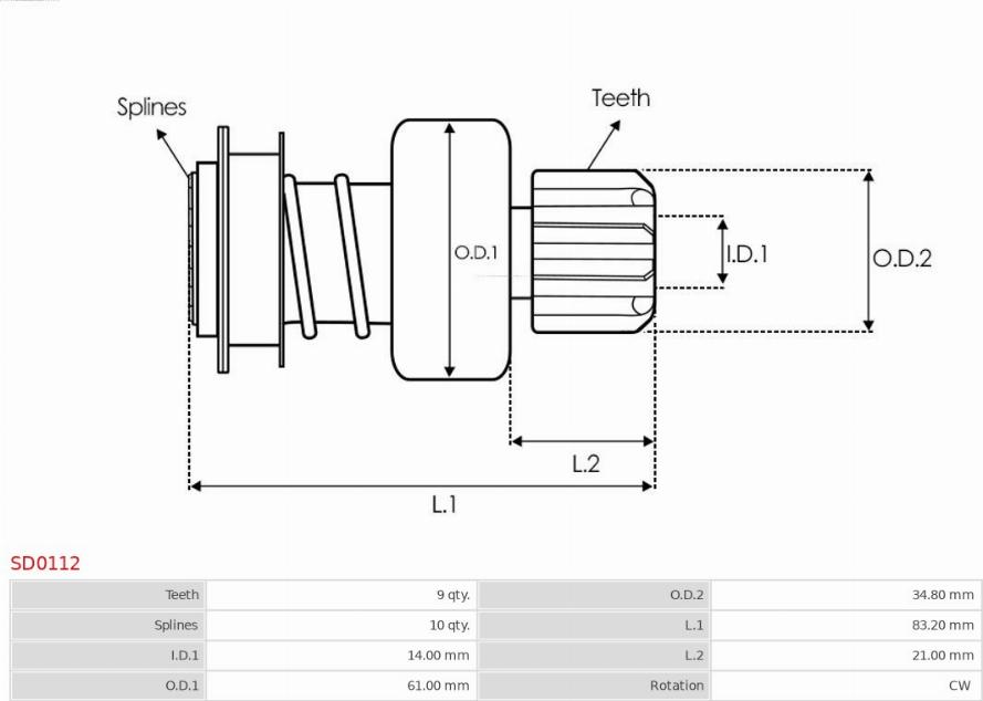 AS-PL SD0112 - Pastorek, startér parts5.com