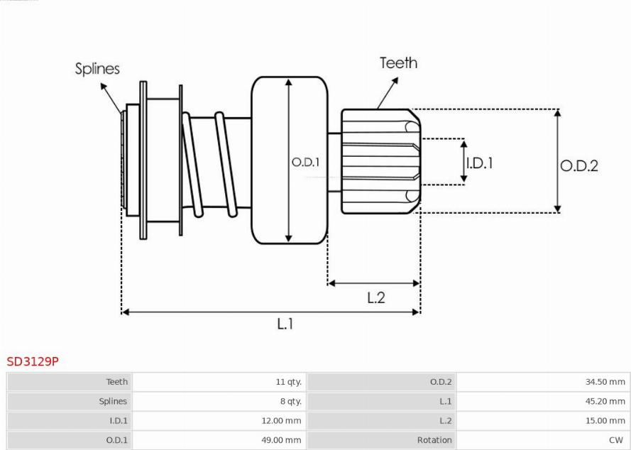 AS-PL SD3129P - Pinion electromotor parts5.com