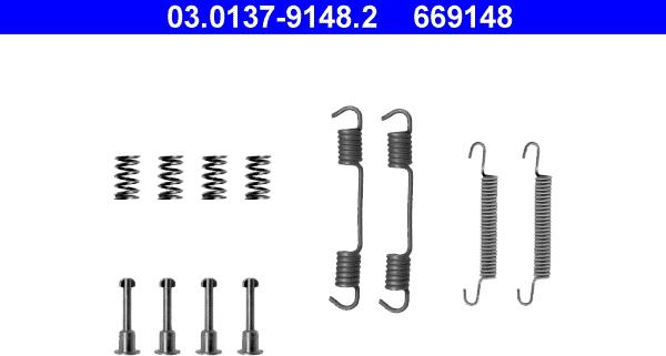 ATE 03.0137-9148.2 - Juego de accesorios, zapatas de freno de estacionamiento parts5.com