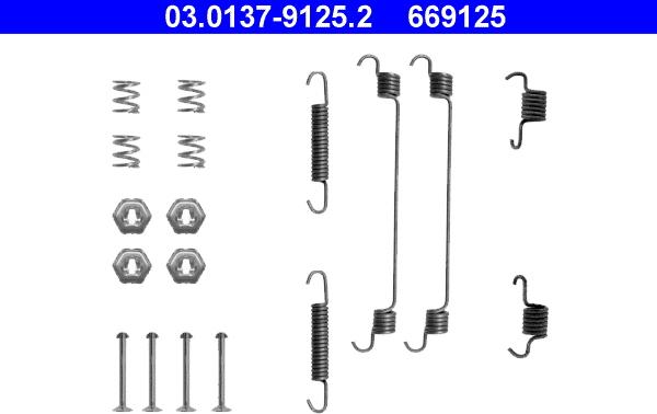 ATE 03.0137-9125.2 - Aksesuar seti, Fren pabucu parts5.com