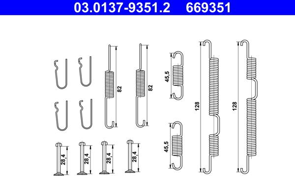 ATE 03.0137-9351.2 - Set accesorii, sabot de frana parts5.com