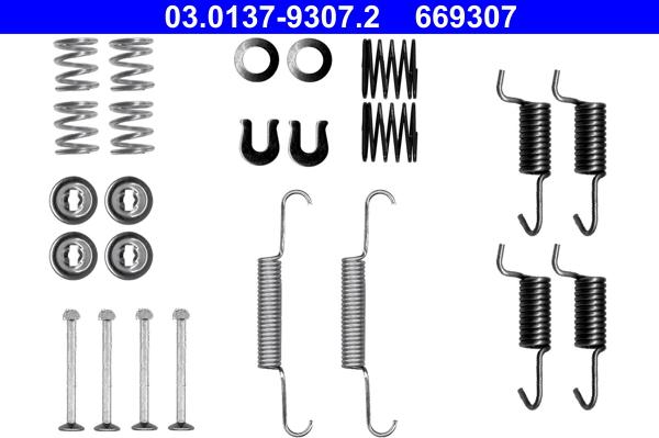 ATE 03.0137-9307.2 - Kit d'accessoires, mâchoires de frein de stationnement parts5.com