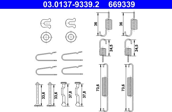 ATE 03.0137-9339.2 - Set accesorii, saboti frana parcare parts5.com