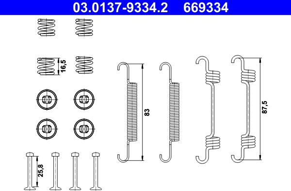 ATE 03.0137-9334.2 - Set accesorii, saboti frana parcare parts5.com