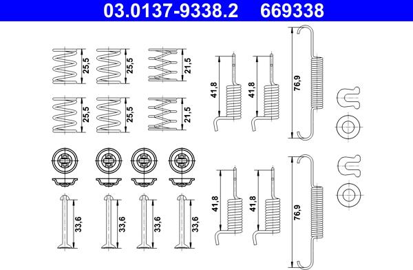 ATE 03.0137-9338.2 - Komplet pribora, kočione papuče ručne kočnice parts5.com