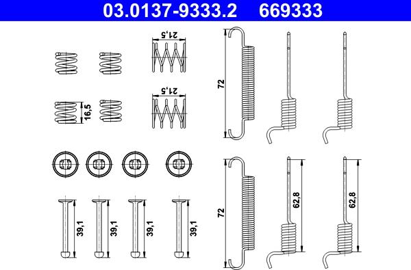 ATE 03.0137-9333.2 - Set accesorii, saboti frana parcare parts5.com