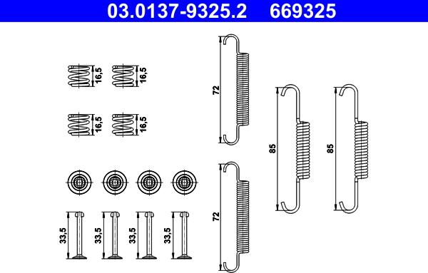 ATE 03.0137-9325.2 - Set accesorii, saboti frana parcare parts5.com