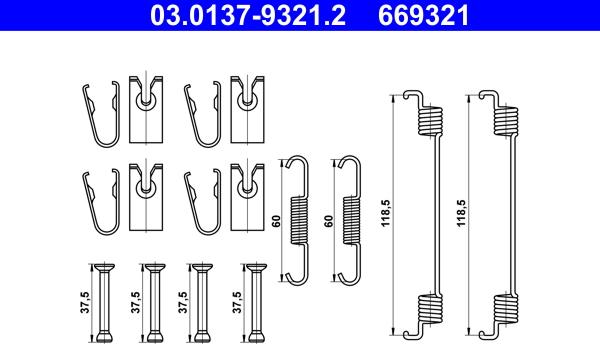 ATE 03.0137-9321.2 - Set accesorii, sabot de frana parts5.com