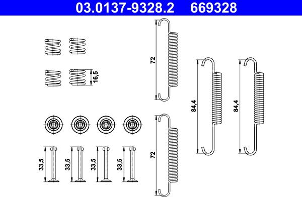 ATE 03.0137-9328.2 - Set accesorii, saboti frana parcare parts5.com