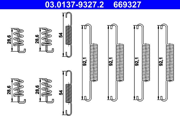 ATE 03.0137-9327.2 - Set accesorii, saboti frana parcare parts5.com