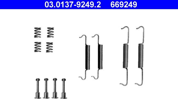 ATE 03.0137-9249.2 - Set accesorii, saboti frana parcare parts5.com