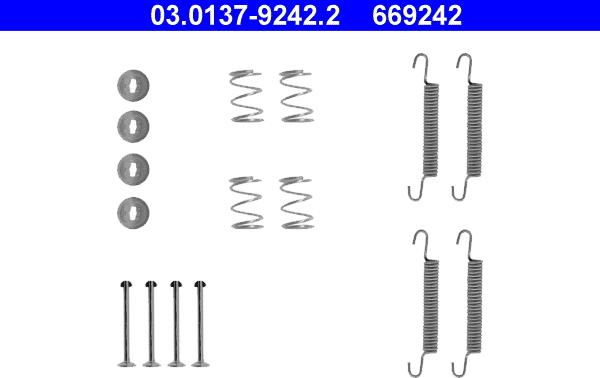 ATE 03.0137-9242.2 - Kit d'accessoires, mâchoires de frein de stationnement parts5.com