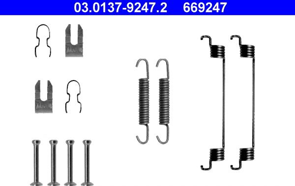 ATE 03.0137-9247.2 - Aksesuar seti, Fren pabucu parts5.com