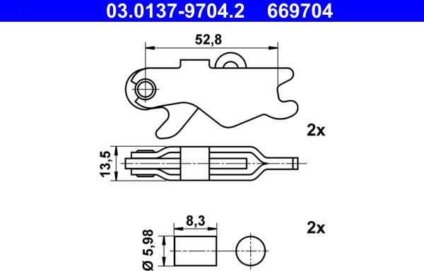 ATE 03.0137-9704.2 - Komplet pribora, čeljusti parkirne kočnice parts5.com