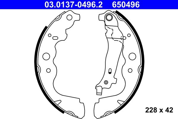 ATE 03.0137-0496.2 - Jeu de mâchoires de frein parts5.com