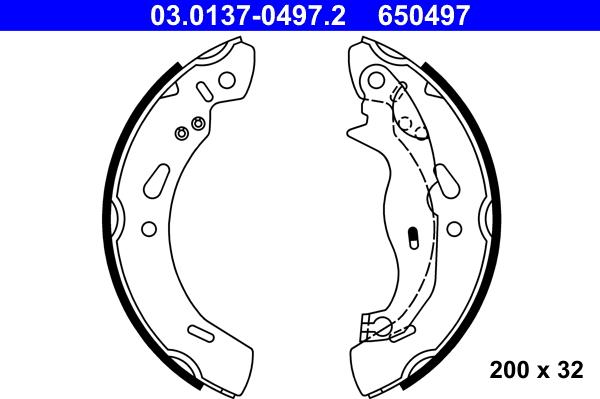 ATE 03.0137-0497.2 - Brake Shoe Set parts5.com