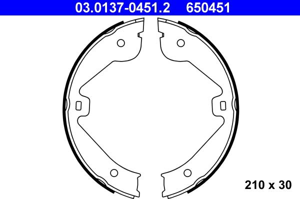 ATE 03.0137-0451.2 - Brake Shoe Set, parking brake parts5.com